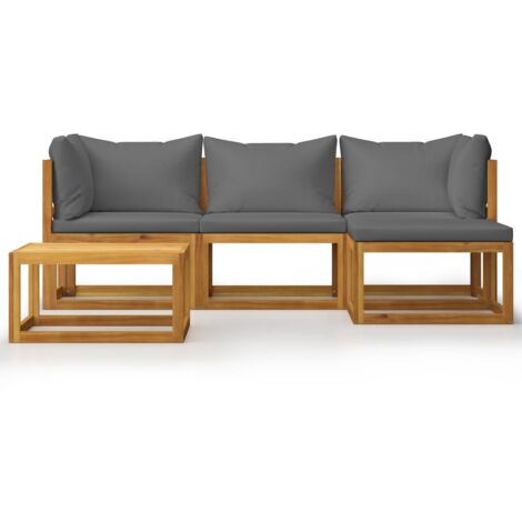 INLIFE Salon de jardin 5 pcs avec coussins Bois d'acacia solide (1/5)