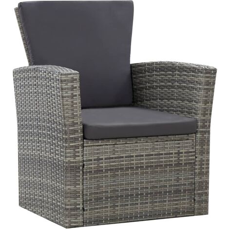 INLIFE Salon de jardin 4 pcs avec coussins Résine tressée Gris (1/5)