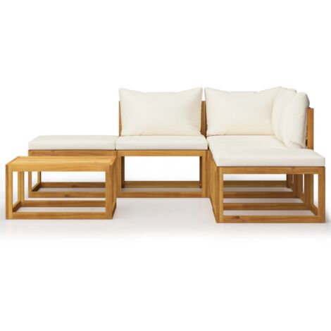 INLIFE Salon de jardin 6 pcs avec coussins Bois d'acacia solide (1/5)