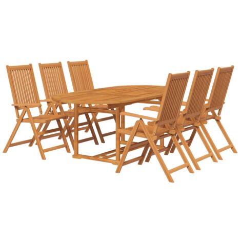 INLIFE Mobilier à dîner d'extérieur 7 pcs en Bois d'acacia solide (1/5)