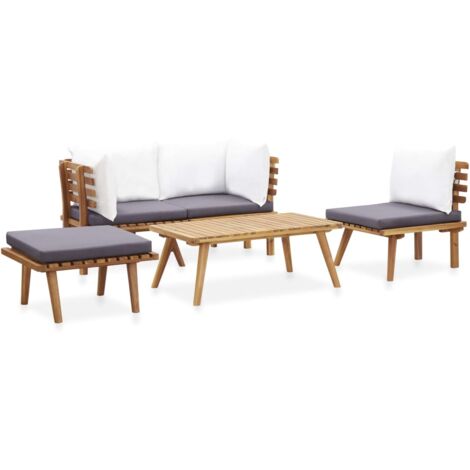 INLIFE Salon de jardin 5 pcs Bois d'acacia massif (1/5)