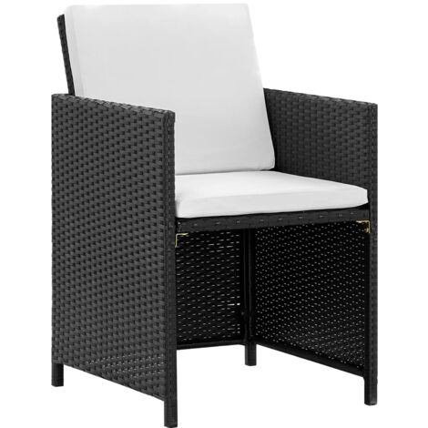 INLIFE Salon de jardin encastrable 11pcs et coussin Rotin naturel Noir (1/5)