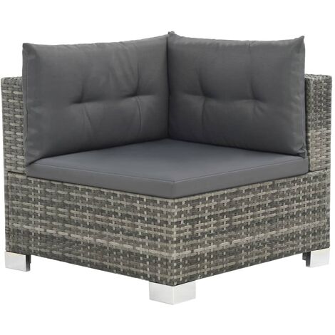 INLIFE Salon de jardin 10 pcs avec coussins Résine tressée Gris (1/5)