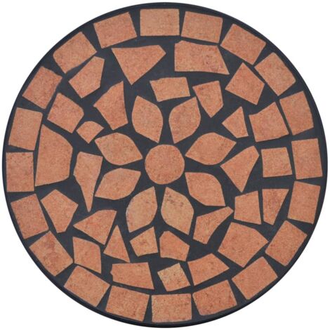 Table d'appoint mosaïque en céramique – Pieds en fer courbés – Résistante aux intempéries – Diamètre 30 cm – Hauteur 60 cm – Inlife (1/4)