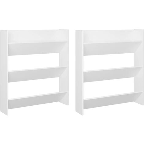 INLIFE Armoires à chaussures murales 2 pcs Blanc 80x18x90 cm Aggloméré (1/5)