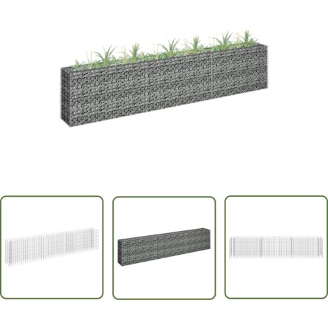 INLIFE Lit surélevé à gabion Acier galvanisé 270x30x60 cm (1/5)