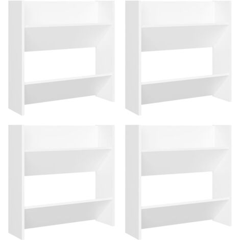 INLIFE Armoires à chaussures murales 4 pcs Blanc 60x18x60 cm Aggloméré (1/5)