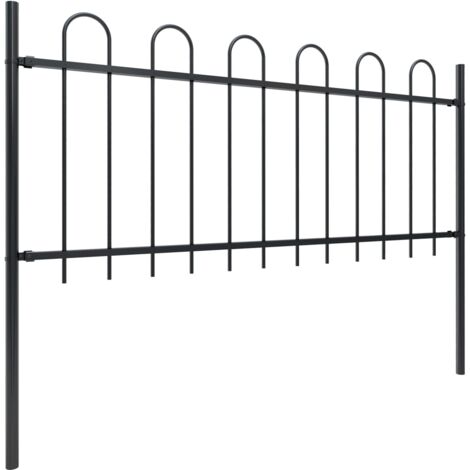 INLIFE Clôture de jardin avec dessus en cerceau Acier 1,7 m Noir (1/5)