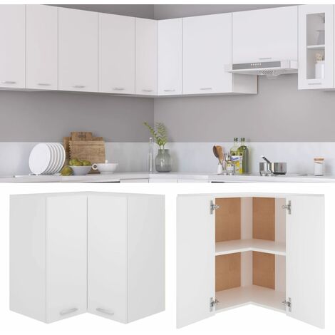 INLIFE Armoire d'angle suspendue Blanc 57x57x60 cm Aggloméré (1/5)