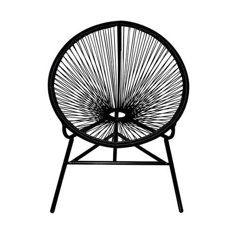 INLIFE Chaise de jardin forme de lune Résine tressée Noir (1/5)