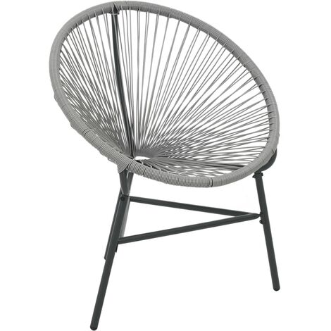 INLIFE Chaise de jardin sous forme de lune Résine tressée Gris (1/5)