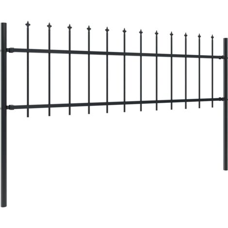 INLIFE Clôture de jardin avec dessus en lance Acier 3,4 x 0,6 m Noir (1/5)