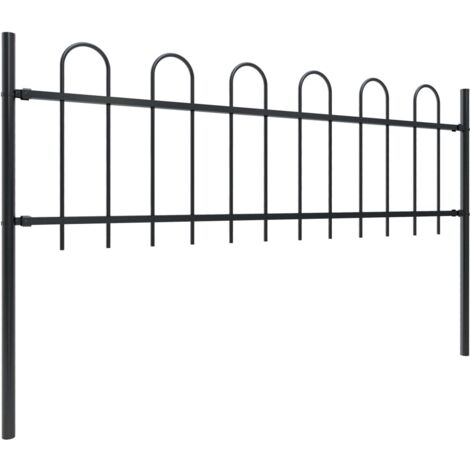 INLIFE Clôture de jardin avec dessus en cerceau Acier 3,4 x 0,6 m Noir (1/5)