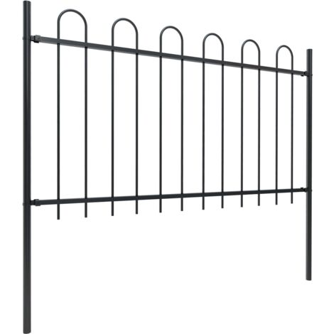 INLIFE Clôture de jardin avec dessus en cerceau Acier 3,4 x 1 m Noir (1/5)