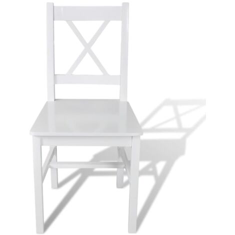 INLIFE Chaises de salle à manger 4 pcs Blanc Bois de pin (1/5)