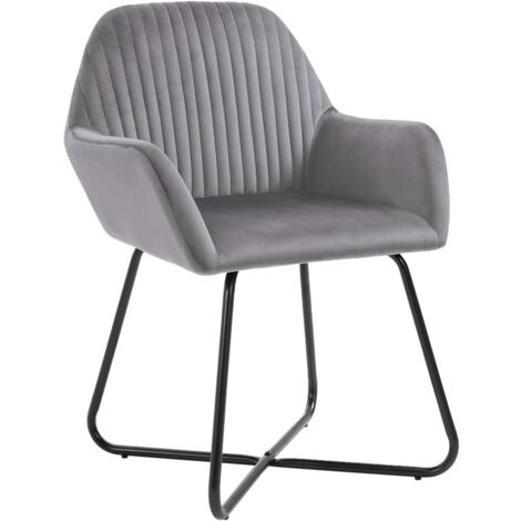 INLIFE Chaises de salle à manger 2 pcs Gris Velours (1/5)