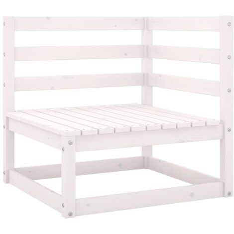 INLIFE Canapé 2 places de jardin avec coussins Blanc Pin solide (1/5)