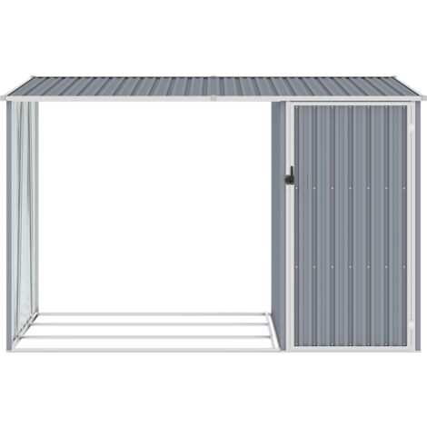 INLIFE Abri à bois de jardin Gris 245x98x159 cm Acier galvanisé (1/5)