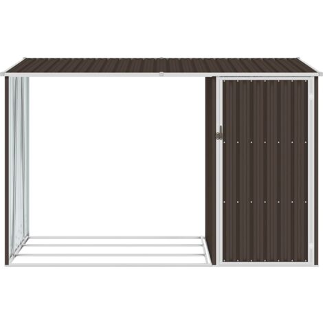 INLIFE Abri à bois de jardin Marron 245x98x159 cm Acier galvanisé (1/5)