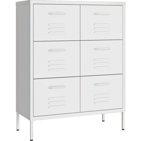 INLIFE Armoire à tiroirs Blanc 80x35x101,5 cm Acier (1/5)
