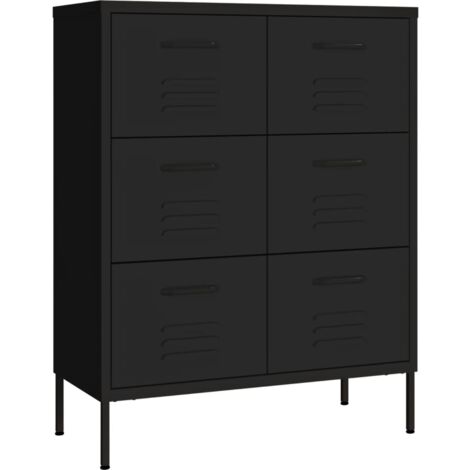 INLIFE Armoire à tiroirs Noir 80x35x101,5 cm Acier (1/5)