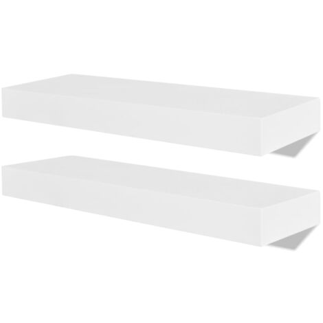 INLIFE 2 Etagères murales en MDF Blanc pour DVD/Livres (1/5)