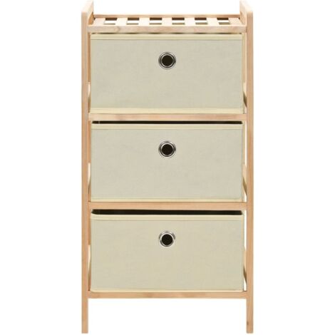 INLIFE Étagère de rangement non tissés Bois de cèdre Beige 3 paniers (1/5)
