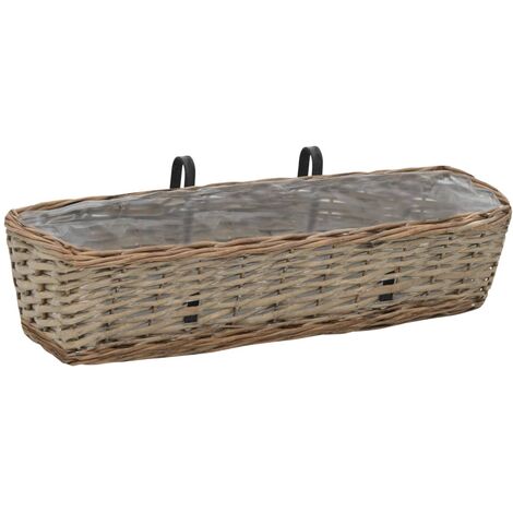 INLIFE Jardinière de balcon 2 pcs Osier avec doublure en PE 60 cm (1/5)