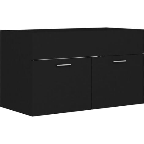 INLIFE Armoire d'évier Noir 80x38,5x46 cm Aggloméré