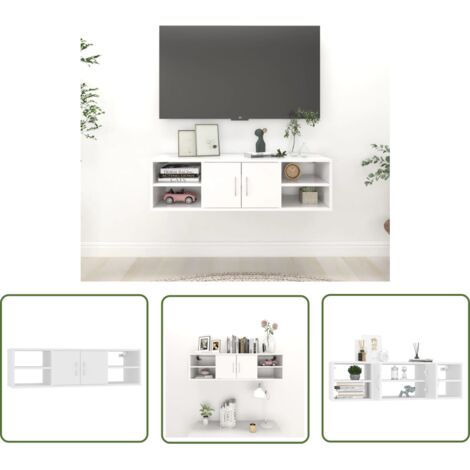 INLIFE Étagère murale Blanc 102x30x29 cm Aggloméré (1/5)