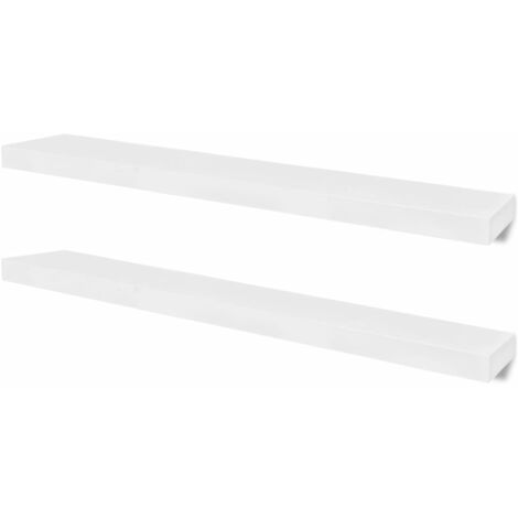 INLIFE 2 Etagères murales en MDF Blanc pour DVD/Livres (1/5)