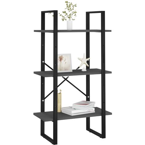 INLIFE Étagère de rangement Gris 60x30x105 cm Aggloméré