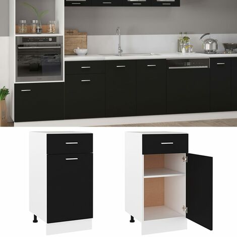 INLIFE Armoire de plancher à tiroir Noir 40x46x81,5 cm Aggloméré (1/5)