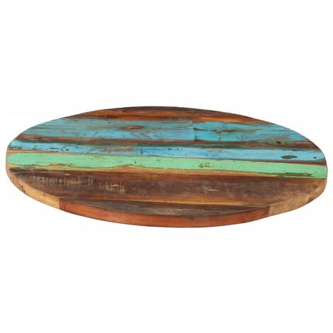 INLIFE Dessus de table rond 60 cm 25-27 mm Bois de récupération solide (1/5)