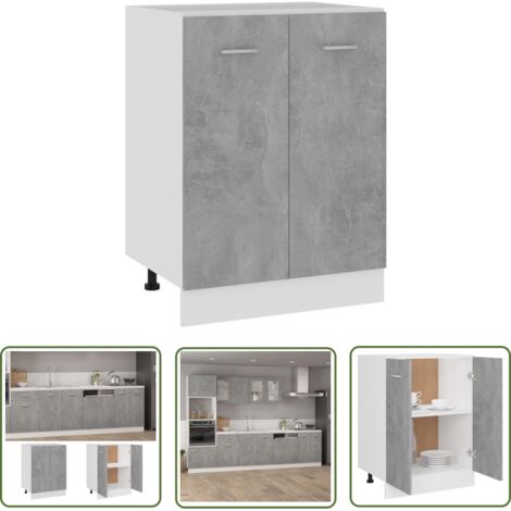 INLIFE Armoire de plancher Gris béton 60x46x81,5 cm Aggloméré (1/5)