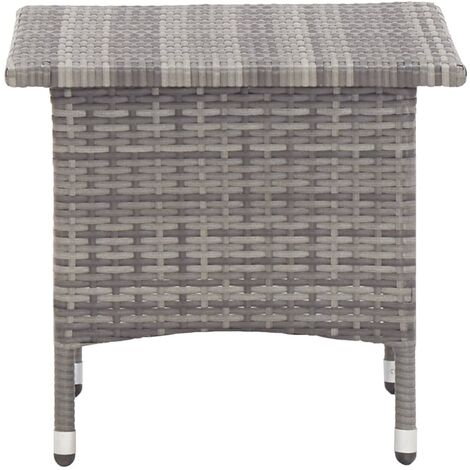 INLIFE Table à thé Gris 50x50x47 cm Résine tressée (1/5)