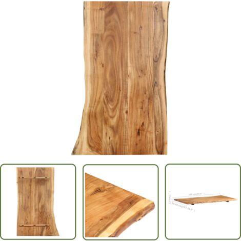 INLIFE Dessus de table Bois d'acacia massif 100x(50-60)x2,5 cm (1/5)