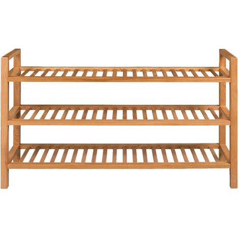 INLIFE Étagère à chaussures avec 3 étagères 100x27x60 cm Chêne massif (1/5)