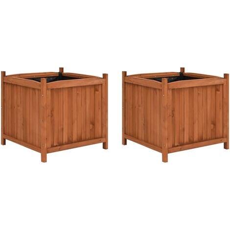 INLIFE Jardinières surélevées 2 pcs 50x50x50 cm Bois de sapin