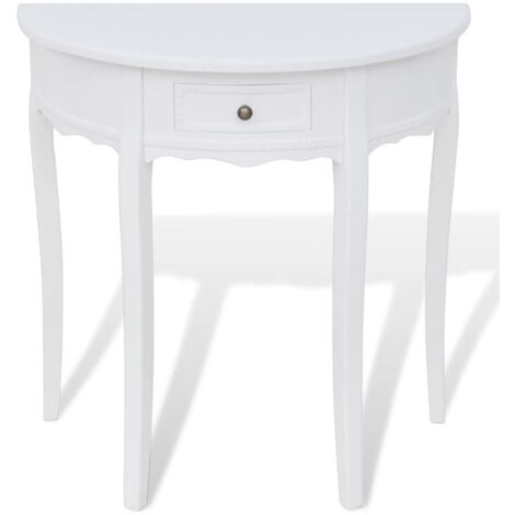 INLIFE Table console avec tiroir Demi-ronde Blanc (1/5)