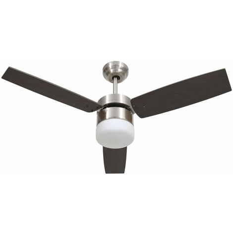 INLIFE Ventilateur de plafond lampe et télécommande 108cm Marron foncé (1/5)