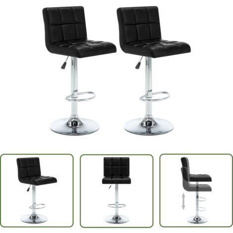 INLIFE Tabourets de bar 2 pcs Noir Similicuir (1/5)