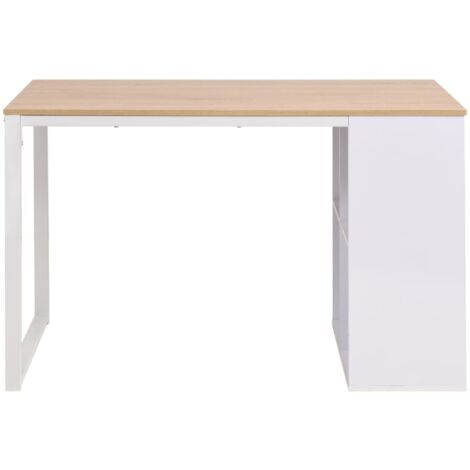 INLIFE Table d'écriture 120 x 60 x 75 cm Chêne et blanc (1/5)