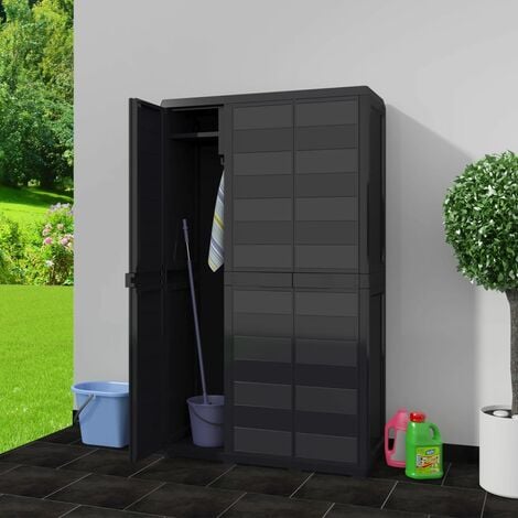 Armoire de rangement de jardin avec 2 étagères Noir et gris
