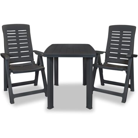 INLIFE Mobilier de bistro 3 pcs Plastique Anthracite (1/5)