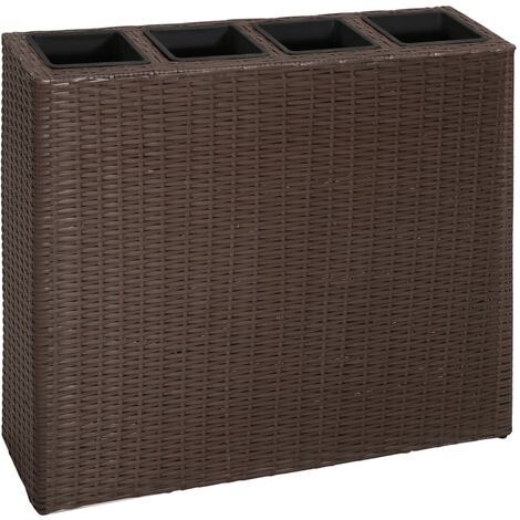 INLIFE Lits surélevés de jardin et 4 pots 2 pcs Résine tressée Marron (1/5)