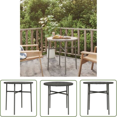 INLIFE Table à thé Gris 45 cm Résine tressée (1/5)