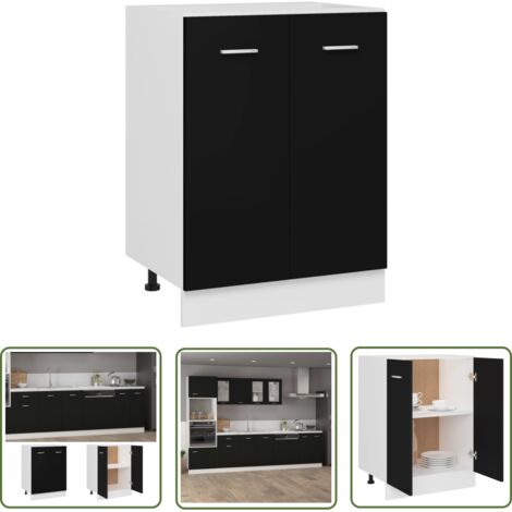INLIFE Armoire de plancher Noir 60x46x81,5 cm Aggloméré (1/5)