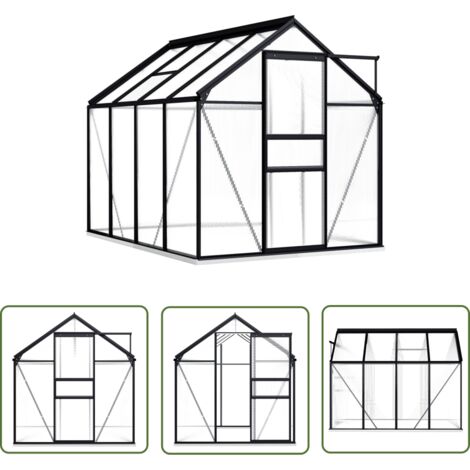 INLIFE Serre avec cadre de base Anthracite Aluminium 4,75 m² (1/5)