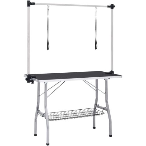 INLIFE Table de toilettage réglable de chiens avec 2 boucles et panier (1/5)